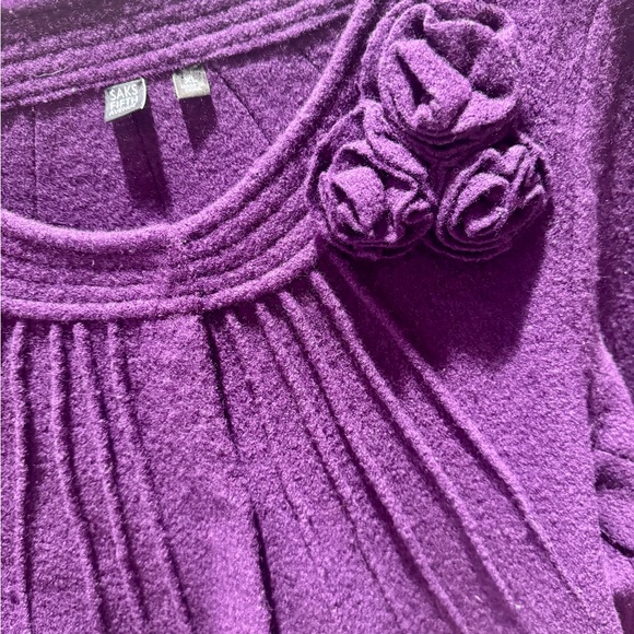 Saks Fifth Avenue Deep Purple Knit Cardigan Jacket - Picture 2 of 4